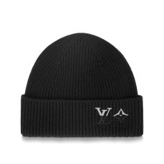 LOUIS VUITTON® - Lv Dual Beanie - Black Louis Vuitton Street Style, Cool Beanies, Popular Clothing Brands, Apparel Design Inspiration, Designer Hats, Knit Hats, Cool Outfits For Men, Louis Vuitton Official, Cold Weather Outfits