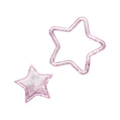 two pink plastic stars on a white background