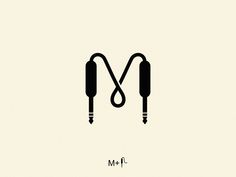 a black and white illustration of two wires connected to each other with the letter m on them