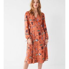 Nwt Urban Outfitters Wrap Dress Size Xs Casual Long Sleeve Wrap Dress For Fall, Casual Knee-length Wrap Dress For Fall, Chic Floral Print Wrap Dress For Fall, Casual Long Sleeve Wrap Dress For Spring, Fall Midi Wrap Dress For Brunch, Fall Midi-length Wrap Dress, Fall Midi-length Wrap Dress For Brunch, Spring Floral Print Wrap Dress For Work, Fall Midi Length Wrap Dress