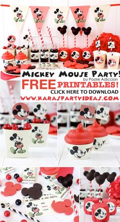 mickey mouse party with free printables and cupcakes for the birthday boy