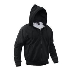 Trendy Fashion BLACK MENS ROTHCO 6260 TERMAL-LINED ZIPPER HOODED SWEATSHIRTS JACKET SIZE S-3X, Fashion Mens Sweaters Zipper Sweatshirt, Medical Gifts, Woodland Camo, Lined Hoodie, Fashion Mask, Comfortable Sweater, Sweatshirt Zipper, Wrist Cuffs, Full Zip Hoodie