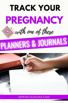 a person writing on a piece of paper with the words track your pregancy with one