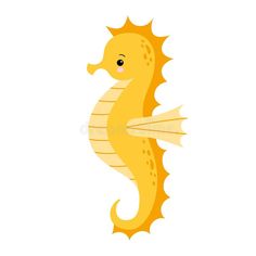 a yellow seahorse on a white background royalty illustration