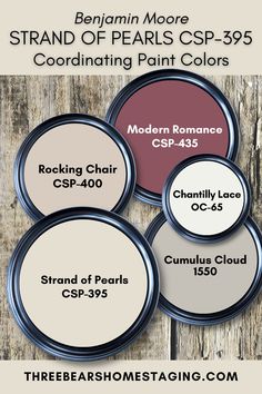 strand of pearls complimentary colors Strands Of Pearl Benjamin Moore, Moody White Paint Colors, Strand Of Pearls Benjamin Moore, Popular Neutral Paint Colors, Coordinating Paint Colors, Painting Tricks, Beige Paint Colors, Dark Blue Paint, Strand Of Pearls