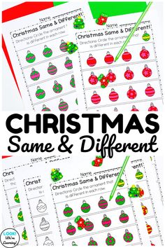 christmas game and printable worksheet for kids to play with the same numbers