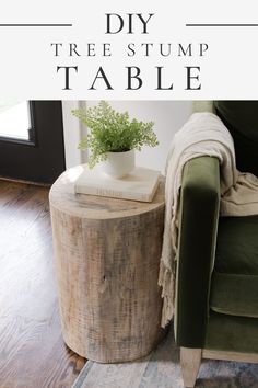 the diy tree stump table is perfect for any room