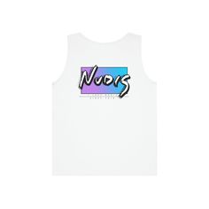 Unisex Classic Fit Cotton Tank Top with the Limited Edition 80s Summer Vibe I LOVE NUDIS™ Logo! For the beach, for a casual day out, for layering - this unisex cotton tank top is perfect for any occasion. The Unisex style is made with 100% preshrunk cotton with a classic fit and stays comfy under any circumstances. The banded neck and armholes help the garment stay like new for longer. 100% Cotton Pre-shrunk Medium fabric (5.3 oz/yd² (180 g/m²)) Classic Fit - Unisex Style & Sizing Tear away labe Trendy Summer Vest With Letter Print, Trendy Graphic Print Summer Vest, Trendy Graphic Print Vest For Summer, Retro White Tank Top For Streetwear, Retro Graphic Print Tank Top For Summer, Trendy White Vest For Streetwear, Summer Streetwear Letter Print Vest, Summer Streetwear Vest With Letter Print, White 90s Tank Top For Streetwear