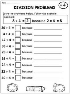 division problems worksheet for students to solve the problem with addition and subtraction