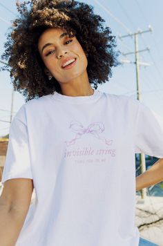 Trendy Embroidered Graphics T-shirt, Miss Americana, Invisible String, Girl Tribe, Street Sweatshirt, Heart Sweatshirt, Bestie Gifts, Fit Details, Graphic Apparel