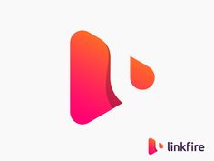 the logo for linkfire is shown in pink and orange colors on a white background