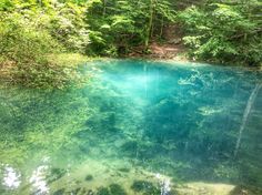 the water is so clear that it appears to be crystal blue and green in color