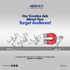 the ad for target audience is shown in red and blue, with an image of people running