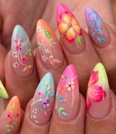 Fruit Acrylic Nails, Acrylic Nails Summer, 30 Tattoo, Summer Nails Designs, Bling Nail Art, Colors Nails, Orange Nail Designs, Wow Nails, May Nails