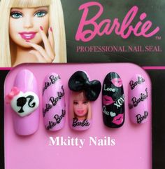 Barbie Nails Graduation Nail Art, Nail Art For Girls, Barbie Nails, Nails Size, Acrylic Nail Powder, Graduation Nails, Nail Powder, Japanese Nails, Super Kawaii