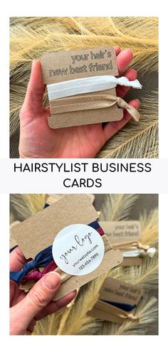 two different types of business cards with the words, hair stylist business cards