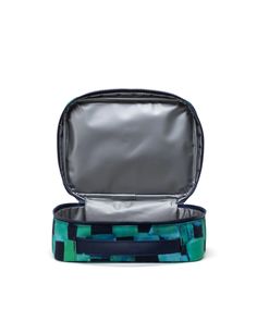 Work, school or picnic, the Pop Quiz Lunch Box carries and protects your lunch. Insulation keeps food fresh and a front pocket stores cutlery or extra snacks. Spilled something? No problem — the inside wipes clean. Dimension: 8"(H) x 10.25"(W) x 4"(D) EcoSystem™ 600D Fabric made from 100% recycled post-consumer water bottles Insulated easy-wipe main compartment Zippered closures Smooth webbing top-carrying handle Front storage sleeve with waterproof zipper Functional Green Rectangular Pencil Case, Practical Green Rectangular Lunch Bag, Green Rectangular Lunch Box For Travel, Portable Rectangular Lunch Box, Green Rectangular Travel Lunch Box, Blue Rectangular Lunch Box, Rectangular Green Lunch Box, Functional Rectangular Lunch Box For Storage, Functional Rectangular Lunch Box For Back To School