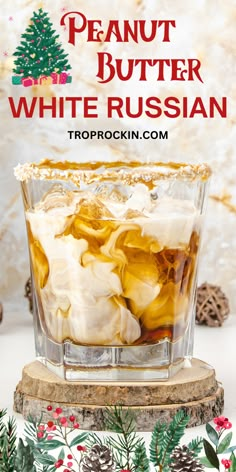 a glass bowl filled with white russian ice cream