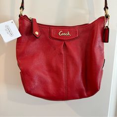 Nwt Coach Ashley Leather Swingpack Crossbody Bag F48121 In Cherry Red Item: F48121 Leather Inside Zip And Multifunction Pockets Zip Top Closure, Fabric Lining Adjustable Strap With 23" Drop For Shoulder Or Crossbody Wear Approximately: 8.5" L X 7.5" H X 2.5" W Retail: $159 Red Coach Bag For On-the-go, Red Coach Shoulder Bag With Removable Pouch, Coach Red Shoulder Bag With Adjustable Strap, Red Coach Shoulder Bag With Adjustable Strap, Red Crossbody Bag For On-the-go, Red Crossbody Shoulder Bag For On-the-go, Red Coach Bag For Everyday Use, Red Coach Bag For Everyday, Red Coach Shoulder Bag For On-the-go