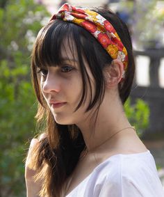 A simple, bright, comfortable headband with a feminine flair. This is a Kyozome cotton fabric that is dyed carefully at a dyeing factory in Kyoto. This Japanese fabric headband features cute plum blossom pattern design that has a rich color and a strong outline.The diameter of the plum blossom is about 3.5 cm. Please remember that I made this by hand. Though I do my very best to make them look similar, the pattern placement varies. If you need to see the pattern before placing an order, don’t he Green Plum, Comfortable Headbands, Red Plum, Fabric Headbands, Plum Blossom, Japanese Fabric, Head Wrap, Golden Yellow, Red And Grey