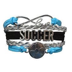 a soccer bracelet with the word soccer on it