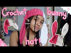 the crochet bunny hat is made with yarn