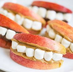 an image of food made to look like teeth and apples on top of each other