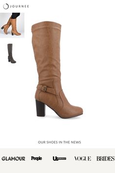 The Carver boot from Journee Collection boasts a round toe and stylish buckled strap detail, adding a touch of flair to its classic design. With the convenience of an inside zipper entry, these boots are easy to slip on and off. Featuring a 16-inch shaft height, padded footbed, and a 3-inch block heel, they offer both comfort and a chic look for any occasion. Please refer tot size chart for calf measurements. • Round-Toe • Buckled Strap Detail • Inside Zipper Entry • 16-in Shaft Height • Padded Fall Medium Width Heeled Boots With Buckle, Fall Heeled Boots With Buckle Closure, Fall Heeled Boots With Buckle Closure Medium Width, Wide Calf Fall Boots With Buckle Closure, Classic Faux Leather Boots With Buckle Closure, Winter Boots With Buckle Closure And Medium Width, Rounded Toe Boots, Stylish Boots, Wide Calf Boots