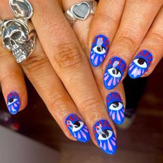 The bright purple and the big evil eye? Bettycora nails combine the two elements and mysterous and cool! Intersted and Click here to explore more! Nail Design Glitter, Hippie Nails, Evil Eyes, Get Nails, Pink Nail, Fire Nails, Funky Nails, Dream Nails, Artificial Nails