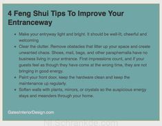 a blue and green poster with the words 4 fengshu tips to improve your entranceway