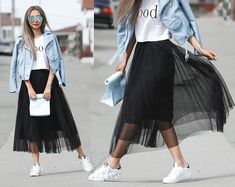 Black Tulle Skirt Outfit Casual, Tulle Skirt Outfit Casual, Black Tulle Skirt Outfit, Tulle Skirt Outfits Casual, Tulle Skirt Outfit, Hijab Stile, Skirt Outfit Casual, Black Tulle Skirt, Look 80s