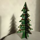 a small green christmas tree sitting on top of a snow covered ground