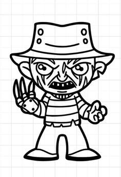 a drawing of a cartoon character with an evil look on his face and hands in front of