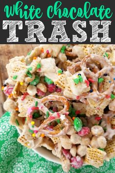 white chocolate trash with sprinkles and candy