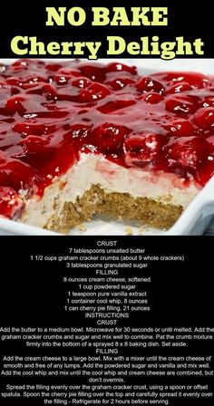 the recipe for no bake cherry delight