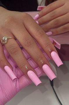 Italy Nails, Baby Pink Nails, Colored Acrylic Nails, Girly Acrylic Nails, Basic Nails, French Acrylic Nails, Baby Bubble, Short Square Acrylic Nails