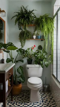 Plants Decoration Ideas, Decor Floating Shelves, Bathroom Plants Decor, Relaxing Bathroom, Home Office Wall Decor, Bathroom Oasis, Household Plants, Home Office Wall, Inside Plants