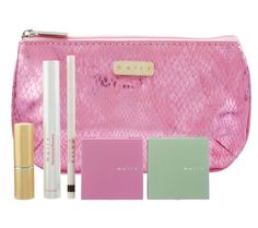 Mally Mallys So Natural Look Makeup Bag Essentials, Black Pouch, Volumizing Mascara, Eye Base, Powder Blush, Waterproof Eyeliner