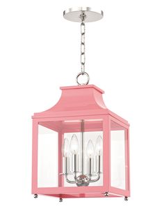 Lighting - Lantern Leigh 4 Light Small Pendant // Polished Nickel & Pink Coffee Table Bench, Chinoiserie Wall, Mirror Artwork, Linear Lighting, Rectangle Mirror, Console And Sofa Tables, Oval Mirror, Dining Room Bar, Pink Accents