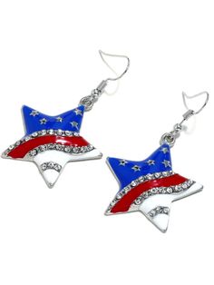 Product Details Type: Earrings Style: Casual Material: Plastic Occasion: Daily Casual, Party, Holiday, Basic. Tips: Due To Different Measurement Methods, There May Be An Error Of 1-3cm. Please Select The Size According To The Specific Parameters Of The Clothes According To Your Own Height And Weight! Patriotic Earrings For Summer Gift, Patriotic Multicolor Summer Jewelry, Patriotic Silver Dangle Earrings, Silver Dangle Patriotic Earrings, Silver Star Earrings For Summer, Star Shaped Summer Party Earrings, Star Drop Earrings, Striped Earrings, Flag Day