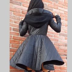 Quilted Asymmetric Coat/Separate Hood Scarf Jackets /Zipper | Etsy Hood Scarf, Asymmetrical Coat, Autumn Coat, Women Cotton Dress, Scarf Jacket, Windproof Jacket, Spring Coat, Hooded Scarf, Fall Coat