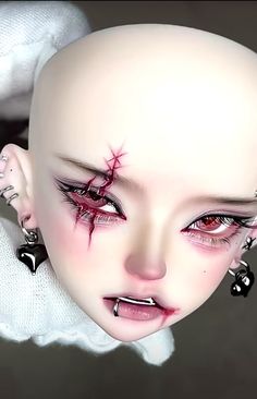 Bjd Doll Face, Bjd Dolls Makeup, Prosthetic Eye, Bjd Makeup, Dark Character, Doll Face Paint, Japanese Drawings, Rennaissance Art, Fantasy Art Dolls