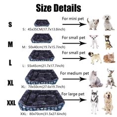 an image of dog beds sizes for small dogs