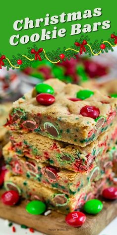 christmas cookie bars stacked on top of each other