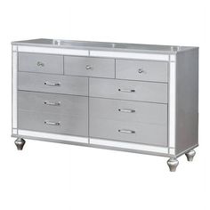 an image of a silver dresser with drawers