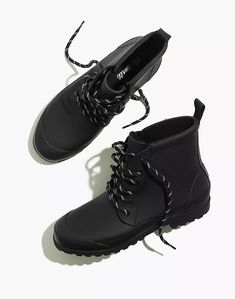 The Lace-Up Lugsole Rain Boot Madewell Boots, Rain Boots Women, Platform Chelsea Boots, Black Rain Boots, Ankle Rain Boots, Chelsea Rain Boots, Spring Capsule Wardrobe, Womens Rain Boots, Madewell Shoes