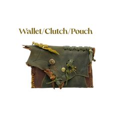 This is a made to order piece. Please see approximate ship date. This wallet/clutch/pouch  is made of two layers of leather stitched together. Forest green, brown, and yellow thread colors are used. At checkout you hardware color.  This piece fits bills , my iPhone 11 with plenty of room and has a card pocket.  I hand stitch the sides. A snap holds the piece closed.  Leather strips are woven through the lid with metal beads and a few tigers eye gemstones.  Dimensions: 4.5 in tall x 8 in long. Inner pocket: 3 in tall x 5 in wide Handmade Leather Coin Purse Clutch, Handmade Leather Coin Clutch, Handmade Leather Clutch Coin Purse, Green Leather Clutch With Card Slots, Handmade Leather Coin Purse, Leaf Bag, Leather Leaf, Hand Stitch, Thread Colors