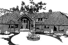 this is an artist's rendering of the front elevation of these luxury home plans