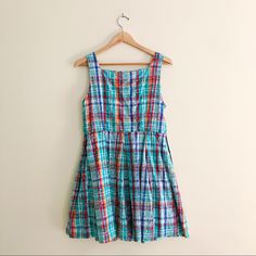 New With Tags! Bust Runs Small For A Large- Best For A Medium? Bust Flat Measures 18.5 Waist 15.5 Multicolor Sleeveless Dress For Picnic, Cotton A-line Dress For Picnic, Plaid Cotton A-line Dress, Multicolor Cotton Mini Dress For Daywear, Spring Plaid A-line Dresses, Multicolor Sundress For Picnic, Lined Multicolor Daywear Dresses, Multicolor Lined Dress For Daywear, Multicolor Cotton Mini Dress For Garden Party