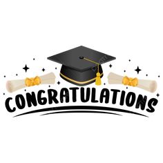 congratulations logo with mortar and diploma